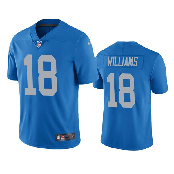Detroit Lions #18 Jameson Williams Blue Vapor Untouchable Limited Stitched Jersey - Zenithce