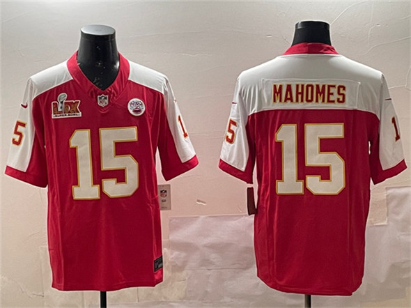 Kansas City Chiefs #15 Patrick Mahomes Red White 2025 Super Bowl LIX Patch F.U.S.E. Vapor Limited Stitched Jersey - Zenithce