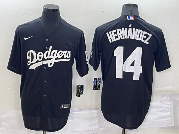 Los Angeles Dodgers #14 Kiké Hernández Black Cool Base Stitched Jersey - Zenithce