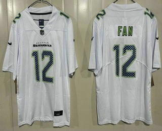 Seattle Seahawks #12 Fan Limited White Fashion Vapor Jersey - Zenithce