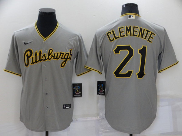 Pittsburgh Pirates #21 Roberto Clemente Grey Cool Base Stitched Jersey - Zenithce