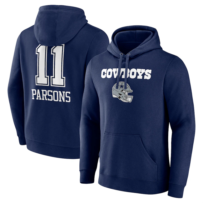 Dallas Cowboys #11 Micah Parsons Navy Team Wordmark Player Name Number Pullover Hoodie - Zenithce