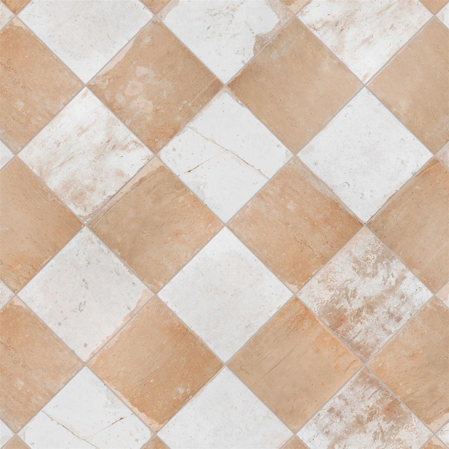 Merola Tile Kings Blume White 9-in x 9-in Matte Ceramic Encaustic Thinset Mortar Floor and Wall Tile - Zenithce