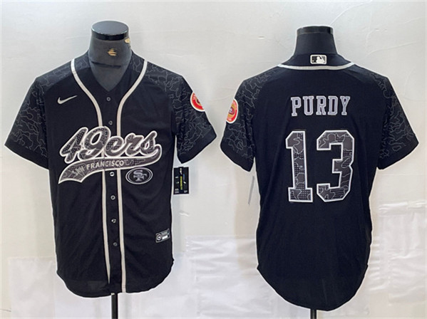 San Francisco 49ers #13 Brock Purdy Black Reflective With Patch Cool Base Stitched Jersey - Zenithce