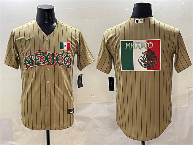 Mexico Tan 2023 World Classic Team Big Logo Stitched Jersey - Zenithce