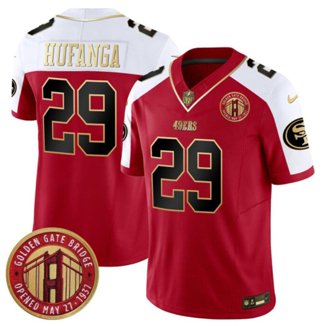 San Francisco 49ers #29 Talanoa Hufanga Red White F.U.S.E. Golden Gate Bridge Patch Alternate Vapor Limited Stitched Jersey - Zenithce