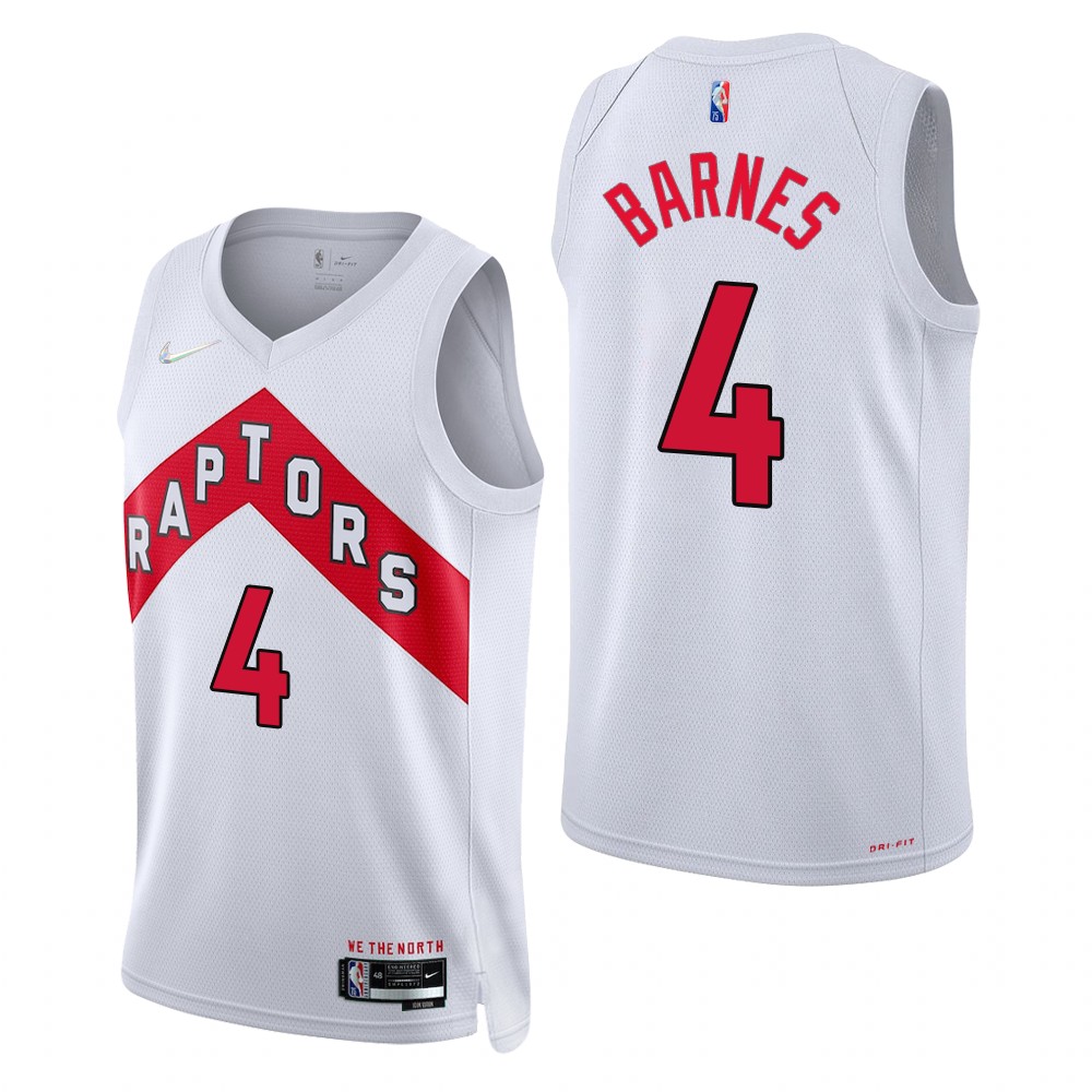 Toronto Raptors #4 Scottie Barnes 2021-22 75th Anniversary Diamond Association Edition White Swingman Jersey - Zenithce