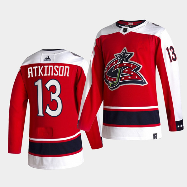 Columbus Blue Jackets #13 Cam Atkinson 2020-21 Red Reverse Retro Stitched Jersey - Zenithce
