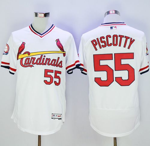 Cardinals #55 Stephen Piscotty White Flexbase Authentic Collection Cooperstown Stitched Jersey - Zenithce