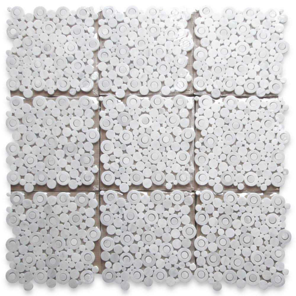 Marble Online Carrara Venato Marble Daisy Flower Mosaic Tile - Zenithce