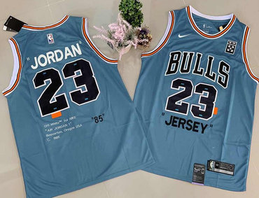 Bulls 23 Michael Jordan Blue Commemorative Edition Jersey - Zenithce