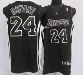 Los Angeles Lakers #24 Kobe Bryant All Black With White Swingman Jersey - Zenithce