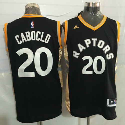 Toronto Raptors #20 Bruno Caboclo Black With Gold New Rev 30 Swingman Jersey - Zenithce
