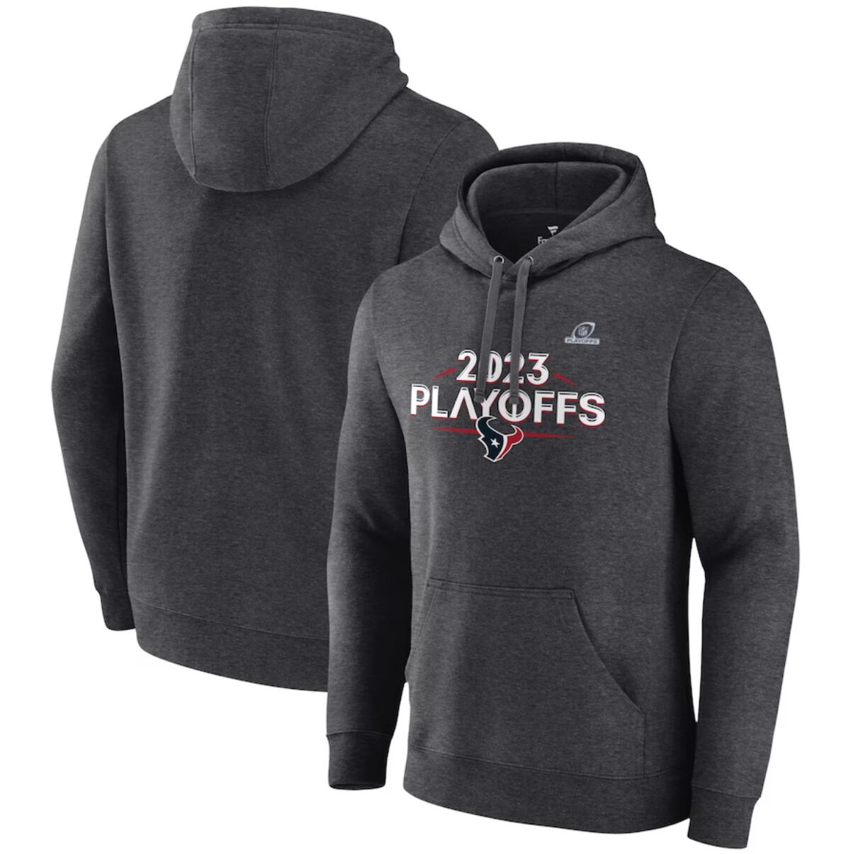 Houston Texans Heather Charcoal 2023 Playoffs Fleece Pullover Hoodie - Zenithce