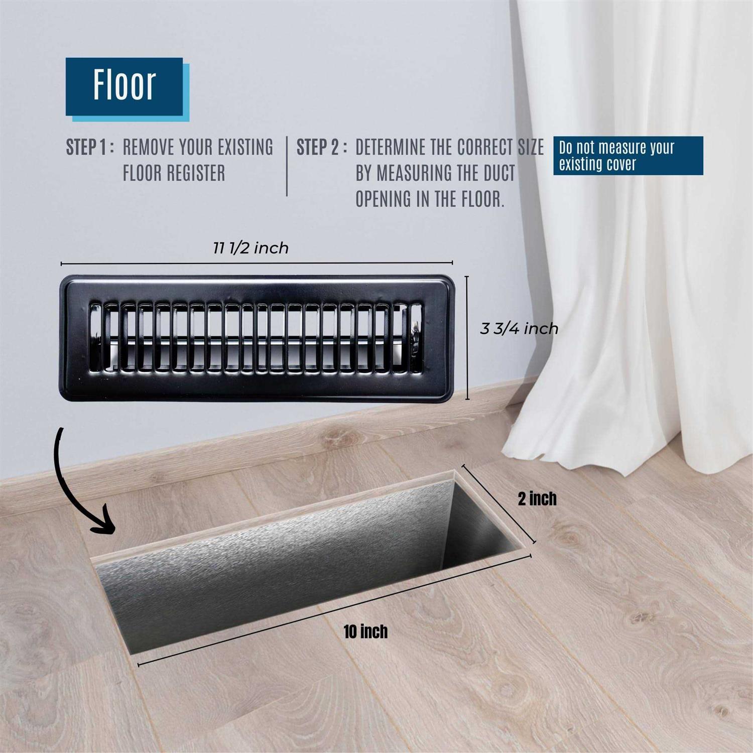 Handua Floor Register with Louvered Design Heavy Duty Walkable Design with Damper - Zenithce