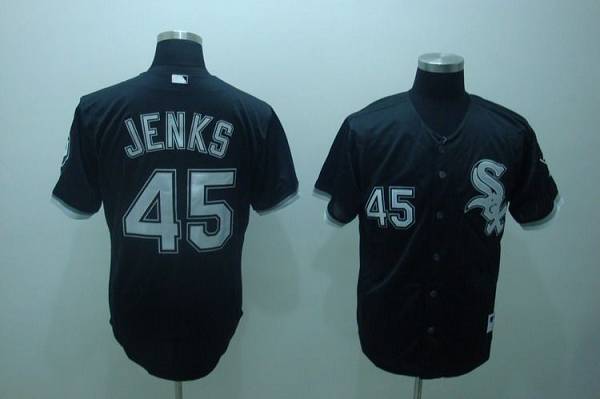 White Sox #45 Bobby Jenks Stitched Black Jersey - Zenithce