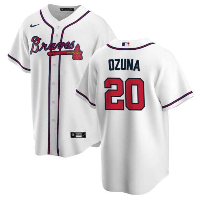 Atlanta Braves #20 Marcell Ozuna White Cool Base Stitched Jersey - Zenithce