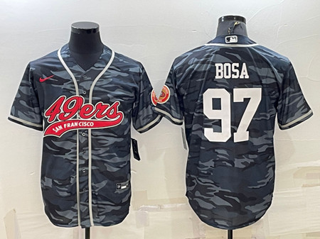 San Francisco 49ers #97 Nick Bosa Gray Camo With Patch Cool Base Stitched Baseball Jersey - Zenithce