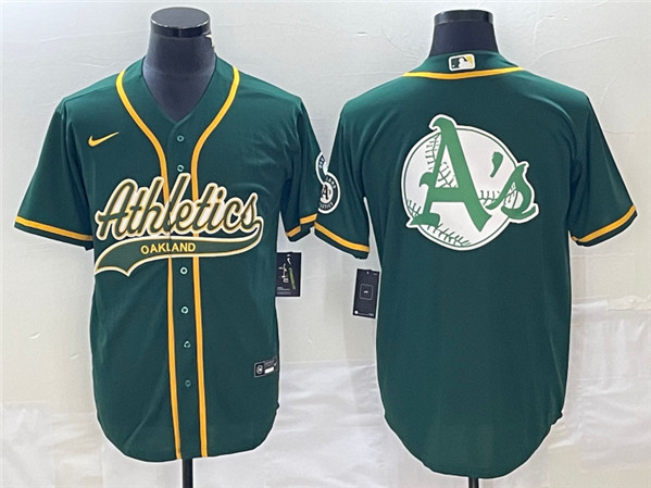Oakland Athletics Green Team Big Logo Cool Base Stitched Jersey 003 - Zenithce