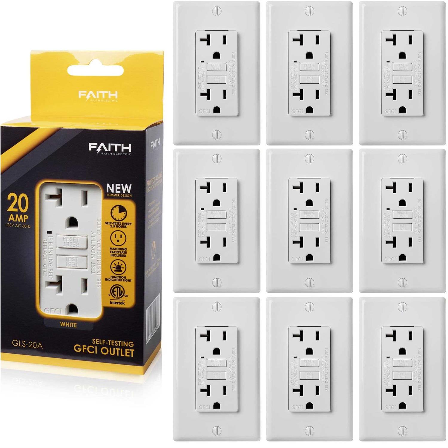 Faith 20A Gfci Outlet Slim GFI Receptacle with Wall Plate - Zenithce