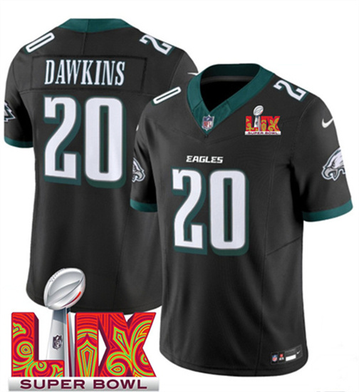 Philadelphia Eagles #20 Brian Dawkins Black 2025 Super Bowl LIX Patch Vapor Untouchable Limited Stitched Jersey - Zenithce