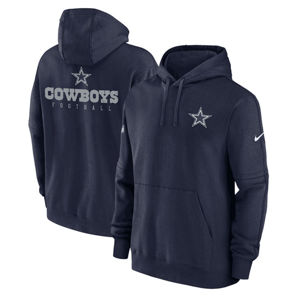 Dallas Cowboys Navy Sideline Club Fleece Pullover Hoodie - Zenithce