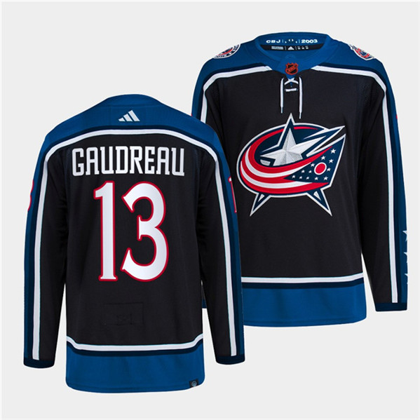Columbus Blue Jackets #13 Johnny Gaudreau Navy 2022 Reverse Retro Stitched Jersey - Zenithce