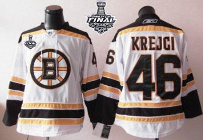 Bruins Stanley Cup Finals Patch #46 David Krejci White Stitched Jersey - Zenithce