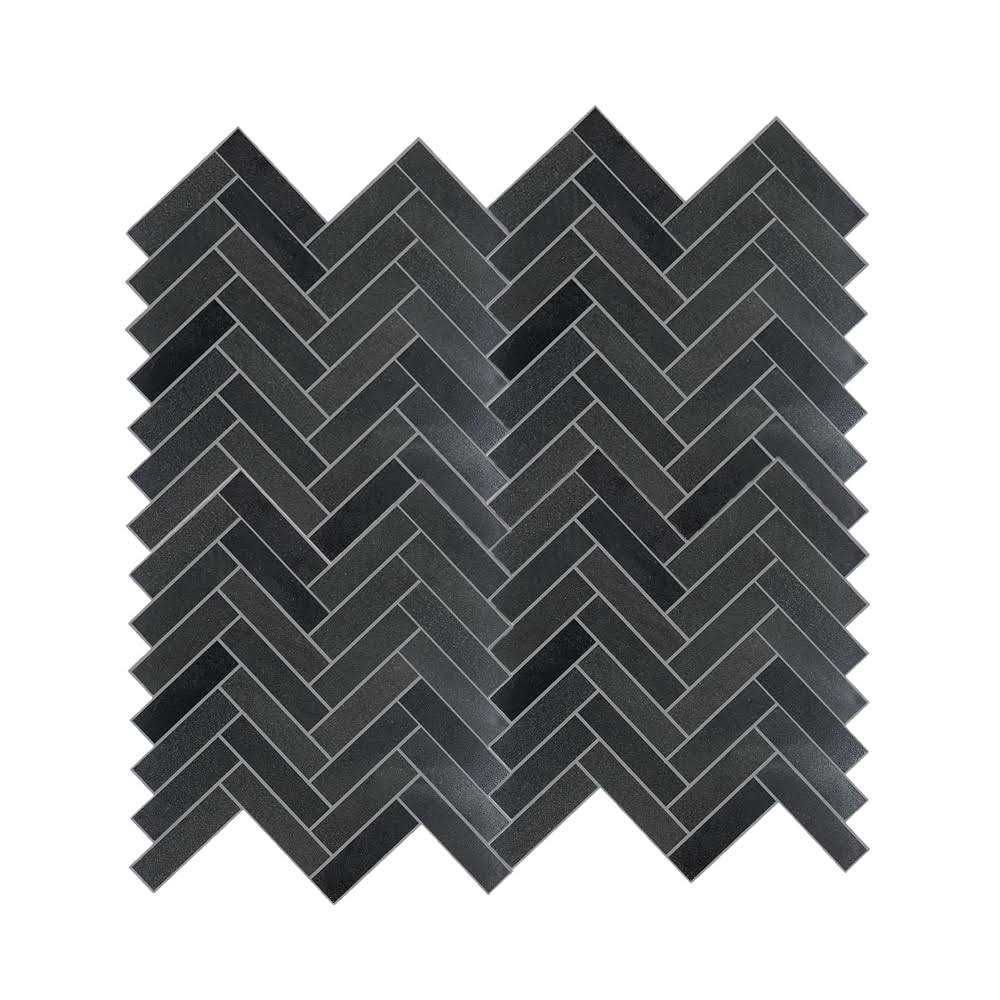 GBI Tile & Stone Inc. Gemstone Black 12-in x 12-in Glossy Glass Brick Subway Wall Tile GL05X2BLGEM - Zenithce
