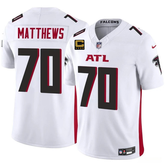 Atlanta Falcons #70 Jake Matthews White 2025 F.U.S.E With 4-Star C Patch Vapor Untouchable Limited Stitched Jersey - Zenithce
