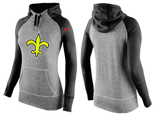 Women's Nike New Orleans Saints Performance Hoodie Grey   Black_2 - Zenithce