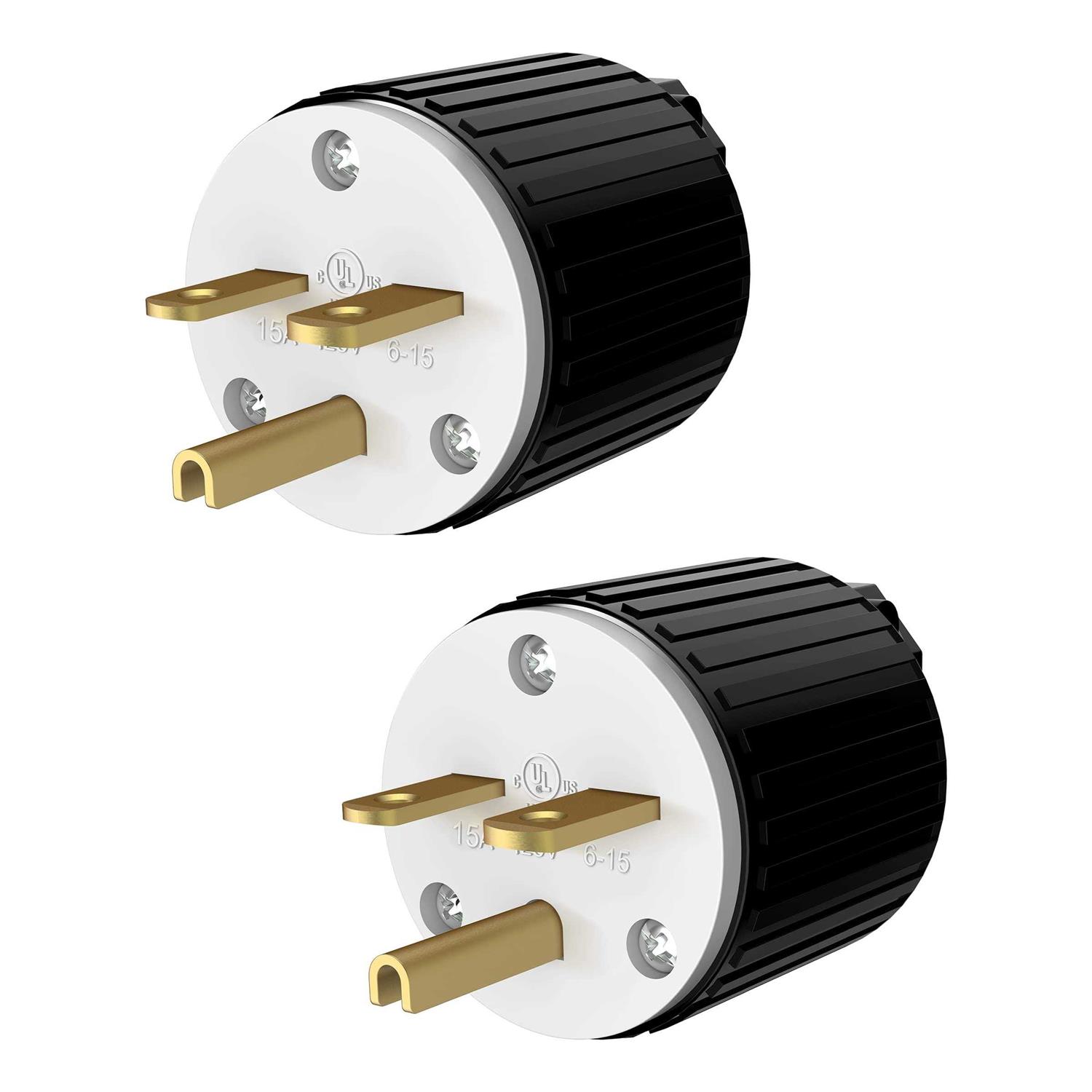 Enerlites Nema 6-15p Straight Blade Replacement Plug Connector Male Extension Cord Ends 66220-BK - Zenithce