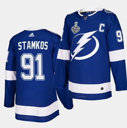 Tampa Bay Lightning #91 Steven Stamkos Blue Stanley Cup Finals Blue Stitched Jersey - Zenithce