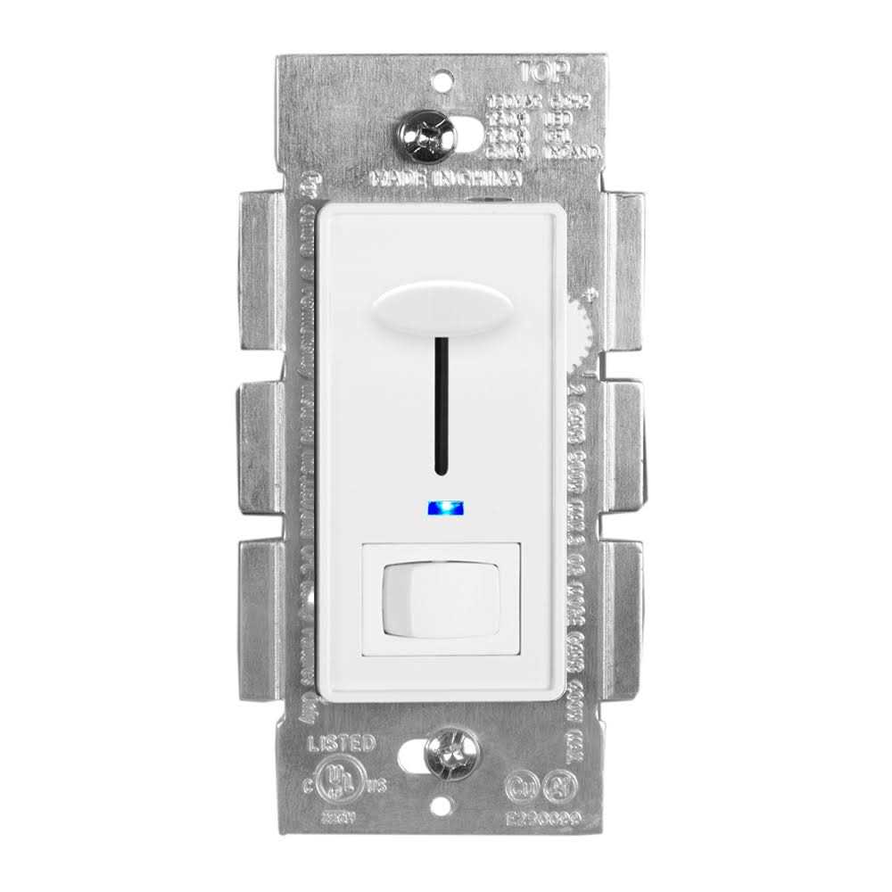 Maxxima Dimmer Electrical Light Switch With Blue Indicator Light LED Compatible 3-Way/Single Pole 600 Watt Max Wall Plate Included - Zenithce