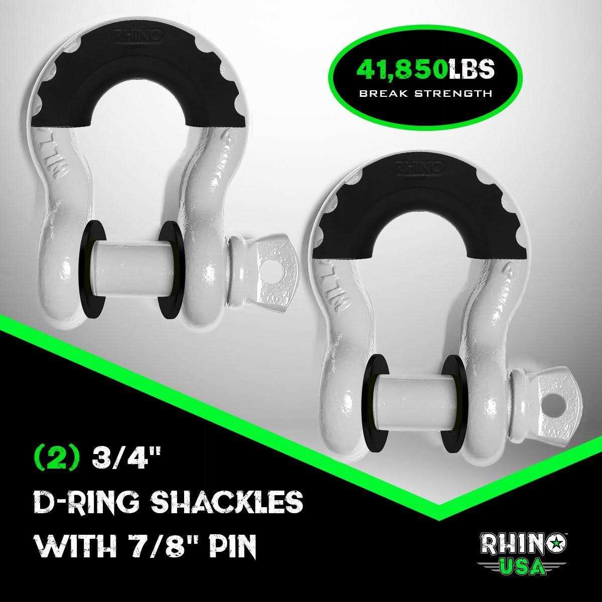 Rhino USA D Ring Shackle 41850lb Break Strength - Zenithce