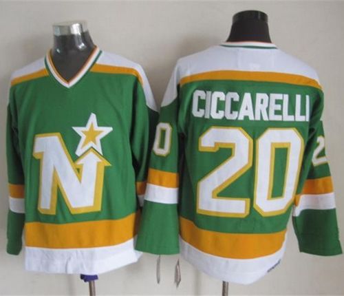 Stars #20 Dino Ciccarelli Stitched Green CCM Throwback Jersey - Zenithce