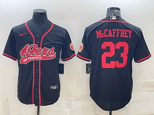 San Francisco 49ers #23 Christian McCaffrey Black With Patch Cool Base Stitched Jersey - Zenithce
