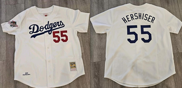 Los Angeles Dodgers #55 Orel Hershiser White 1988 World Series Cool Base Stitched Jersey - Zenithce