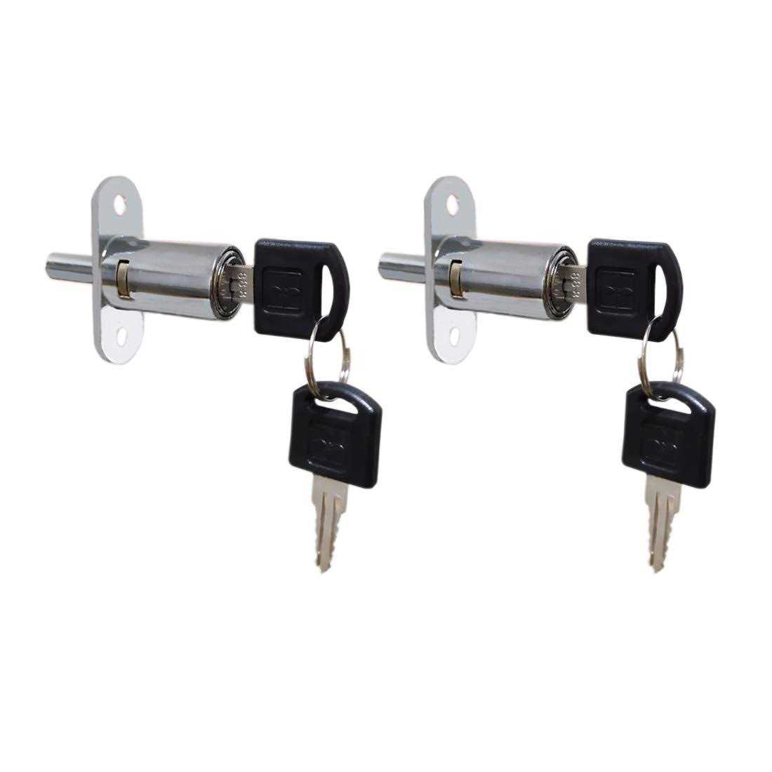 VictorsHome Push Plunger Lock 19mm x Cylinder Head Chrome Plated Zinc Alloy Keyed 2 Pack - Zenithce