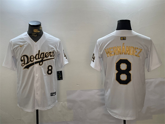 Los Angeles Dodgers #8 Enrique Hernández White Gold Home Limited Stitched Jersey - Zenithce