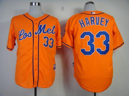 Mets #33 Matt Harvey Orange Los Mets Cool Base Stitched Jersey - Zenithce