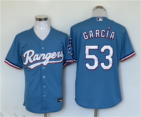 Texas Rangers #53 Adolis Garcia Blue With Patch Cool Base Stitched Jersey - Zenithce