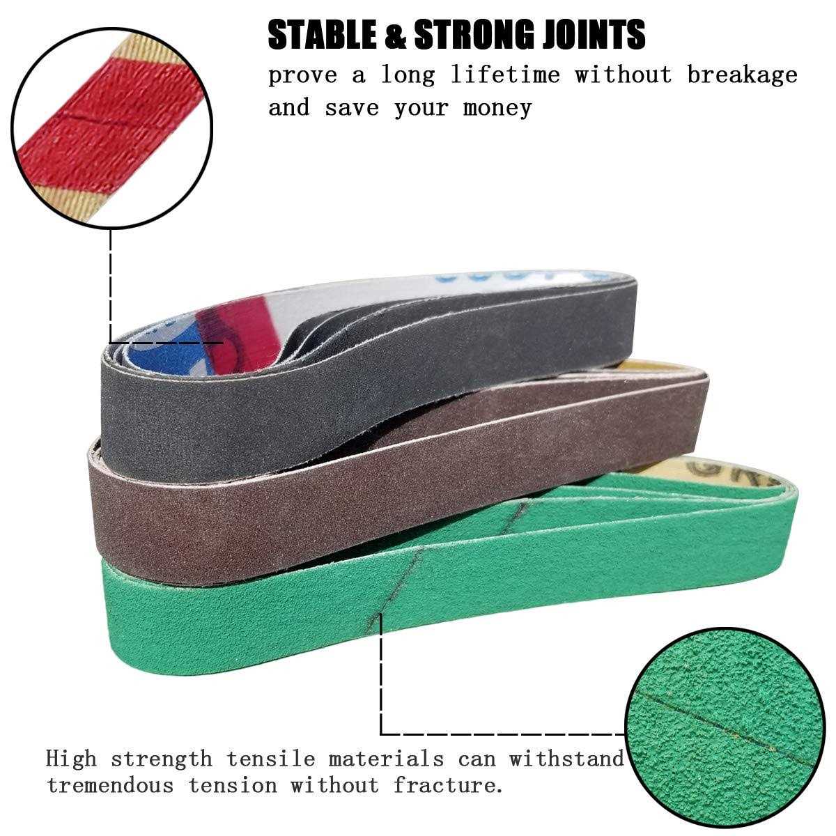 Tockrop 24 Pcs Knife Sharpener Sanding Belts 1/2” x 12” Replacement Belt K - Zenithce