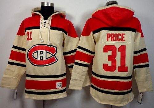 Canadiens #31 Carey Price Cream Sawyer Hooded Sweatshirt Stitched Jersey - Zenithce