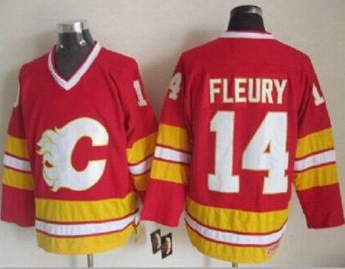 Flames #14 Theoren Fleury Red CCM Throwback Stitched Jersey - Zenithce