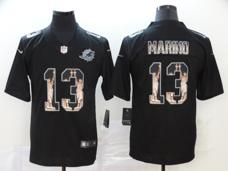Miami Dolphins #13 Dan Marino 2019 Black Statue Of Liberty Limited Stitched Jersey - Zenithce