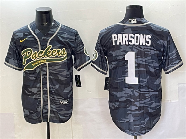 Green Bay Packers #1 Micah Parsons Gray Camo Cool Base Stitched Jersey - Zenithce