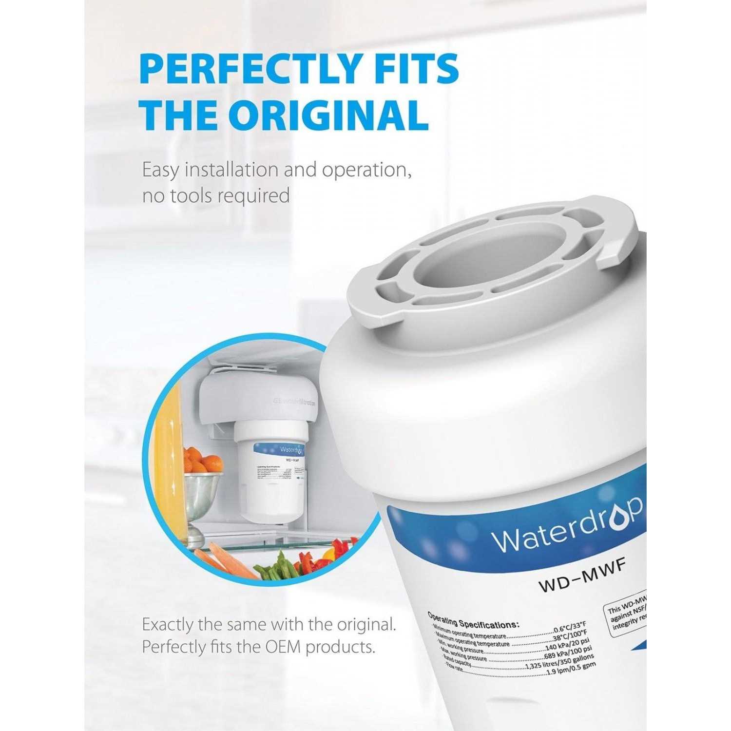 Waterdrop MWF Refrigerator Water Filter Replacement for GE Water MWF - Zenithce