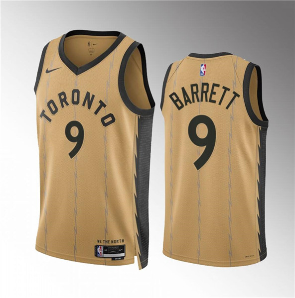 Toronto Raptors #9 RJ Barrett Gold 2023-24 City Edition Stitched Jersey - Zenithce