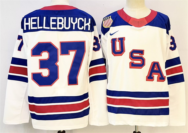 USA #37 Connor Hellebuyck White 2025-2026 Stitched Jersey - Zenithce